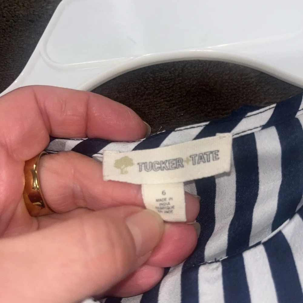 Tucker + Tate Navy and White Striped Nightgown